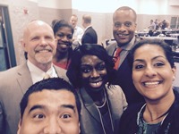 Assistant Secretary Williams, Julie Wenah and Breelyn Pete taking a selfie with a few members from the IMCP AgPlus community at the San Joaquin Manufacturing Summit in Fresno, CA